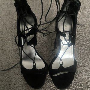 Stuart Weitzman BLACK Suede Gladiator Sandals 9